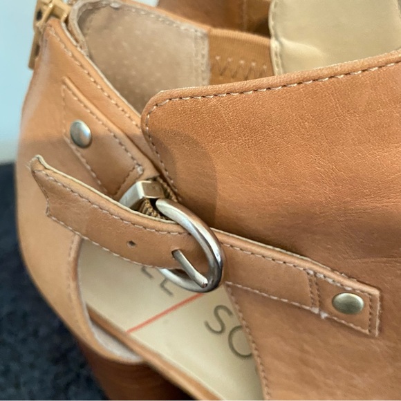 So-Sally Sole Society Tan Genuine Leather Open Toe Bootie Size 7.5 - Picture 5 of 14